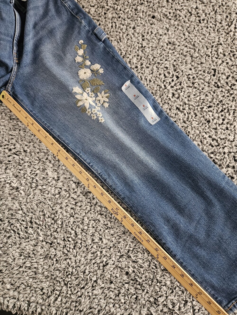 Old Navy High-Waisted OG Loose Jeans Sz 8 Straight Leg Embroidered Blue Women's - Picture 13 of 16